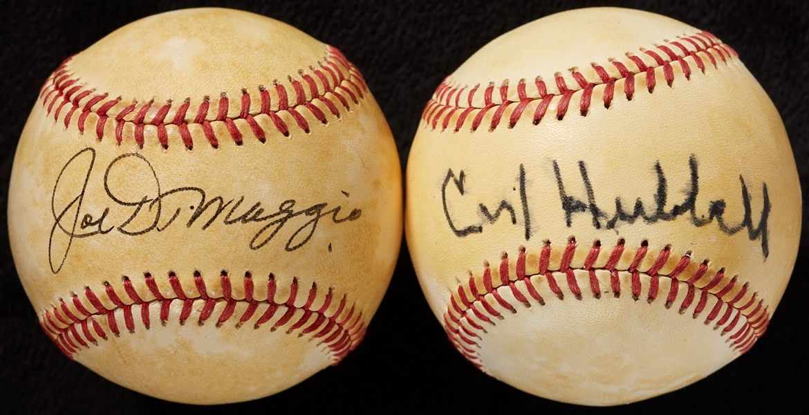 Joe DiMaggio & Carl Hubbell Single-Signed ONL Baseballs (2)