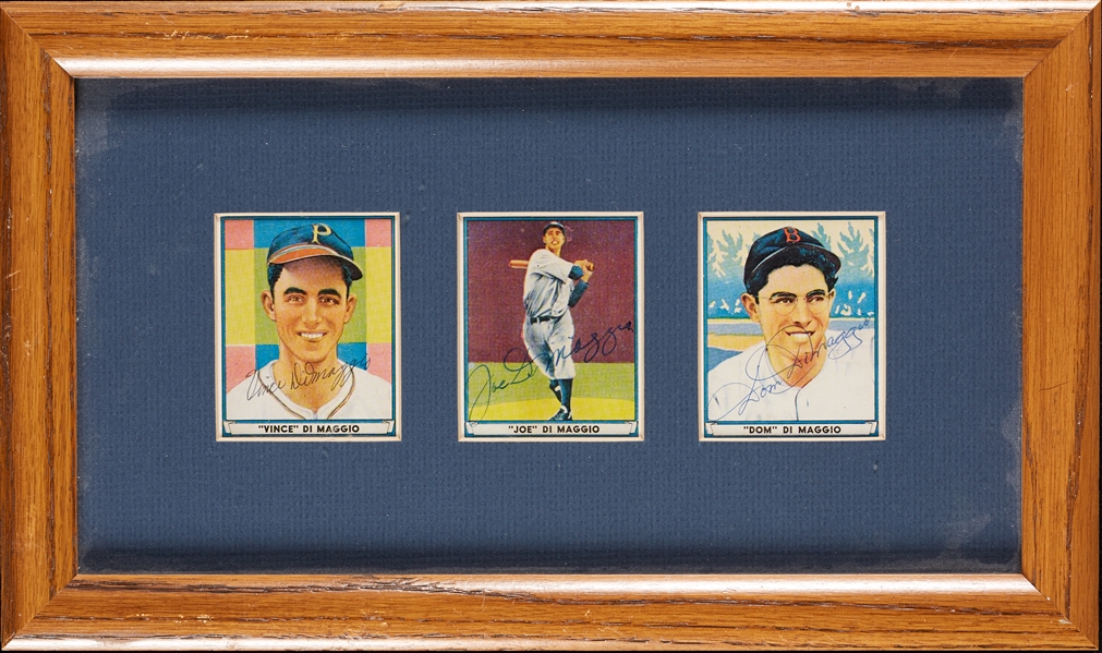 The DiMaggio Brothers Signed Play Ball Reprint Display (BAS)