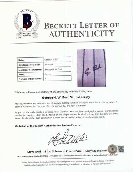 George H.W. Bush Signed Yale Flannel Jersey (12/89) (BAS)