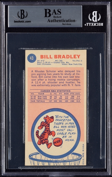 Bill Bradley Signed 1969 Topps RC No. 43 (BAS)