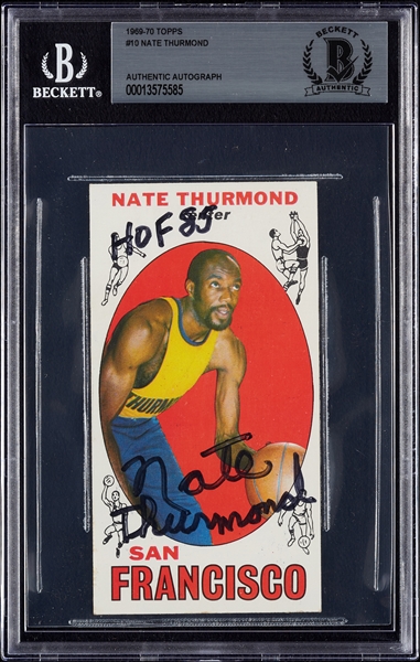 Nate Thurmond Signed 1969 Topps RC No. 10 (BAS)