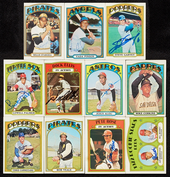 1972 Topps High Number Signed Card Collection with Stargell, Rose, Garvey (12)
