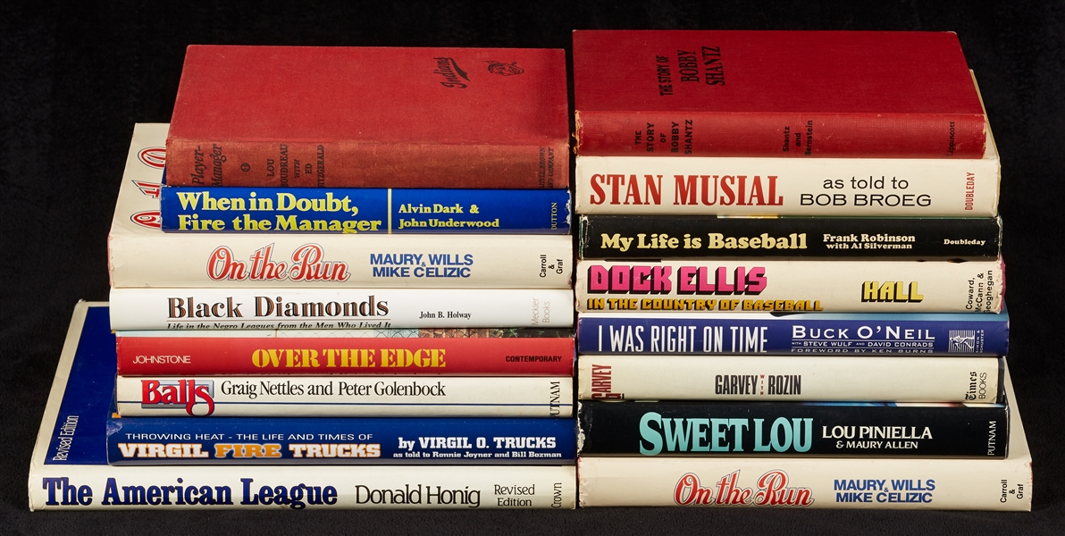 Signed Baseball Books with Musial, Dock Ellis (15)