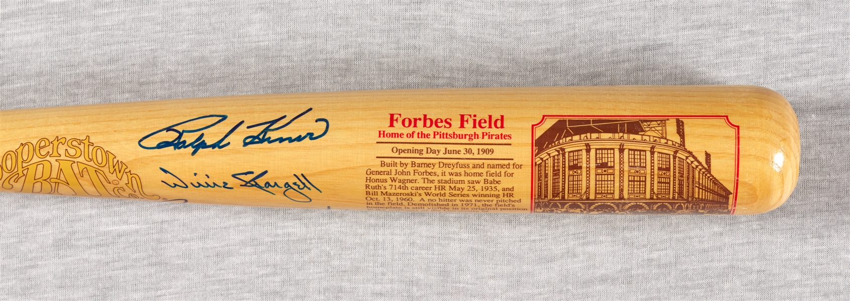 Willie Stargell, Mazeroski & Kiner Signed Cooperstown Forbes Field Bat