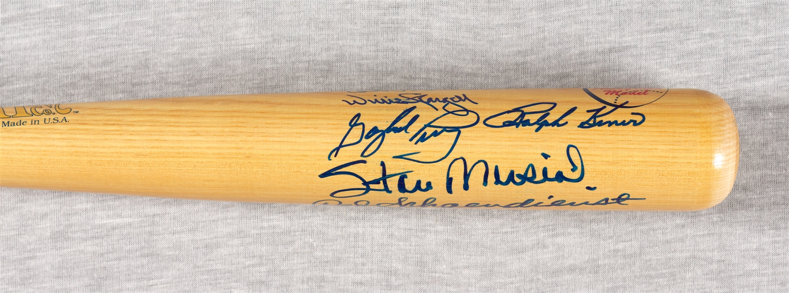 HOFers Multi-Signed Bat with Musial, Gibson, Stargell (BAS)