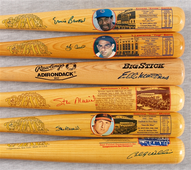 HOFers Single-Signed Bats Group with Musial, Banks, Berra (6)