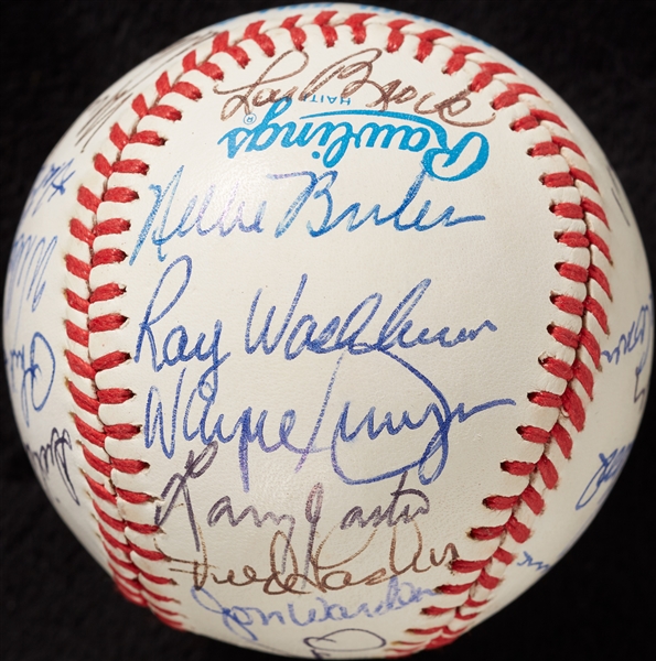 1968 Tigers vs. Cardinals Multi-Signed WS Reunion Baseball with Kaline, Brock, Flood (BAS)