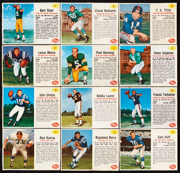1961 Post Cereal Football Complete Set With Extras (224)