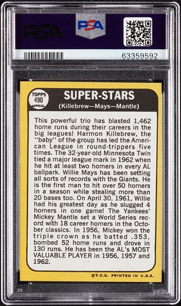 1968 Topps Super Stars Mantle/Mays/Killebrew No. 490 PSA 6