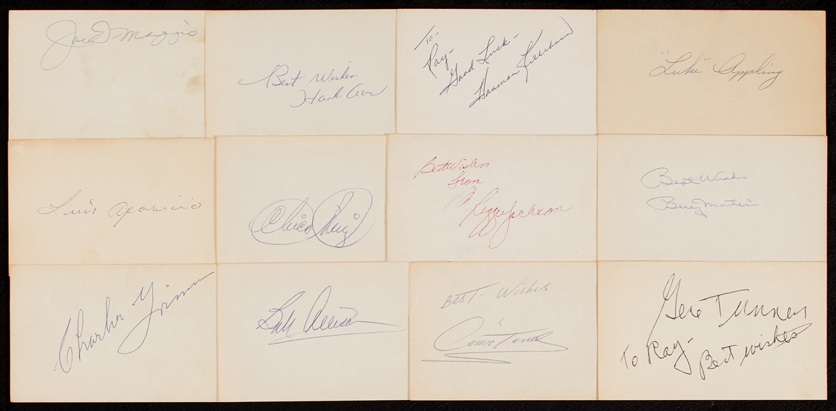 Signed Index Card Group with DiMaggio, Aaron, Gene Tunney (36)