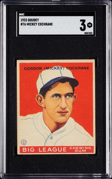 1933 Goudey Mickey Cochrane No. 76 SGC 3