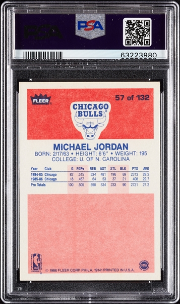 1986 Fleer Basketball Complete Set, PSA 6 Jordan (132)
