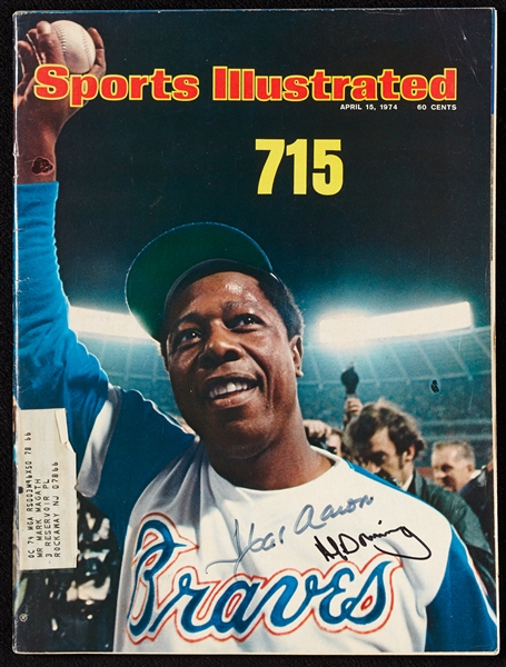 Hank Aaron & Al Downing Signed Sports Illustrated (1974) (JSA)