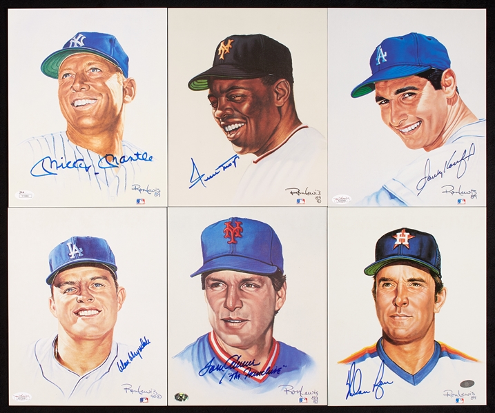 Complete Signed Ron Lewis Living Legends 8x10s with Mantle, Koufax, Mays (22)