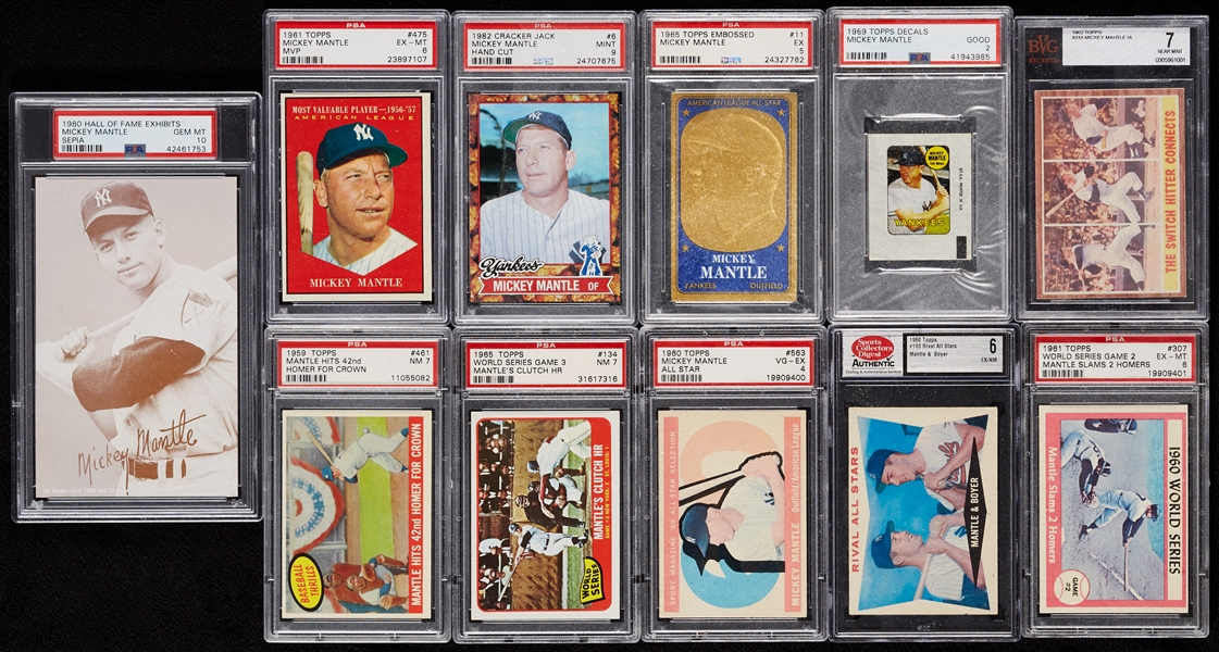 Mickey Mantle Graded Card Group with 1961 MVP, 1959 Mantle Hits 42nd (11)
