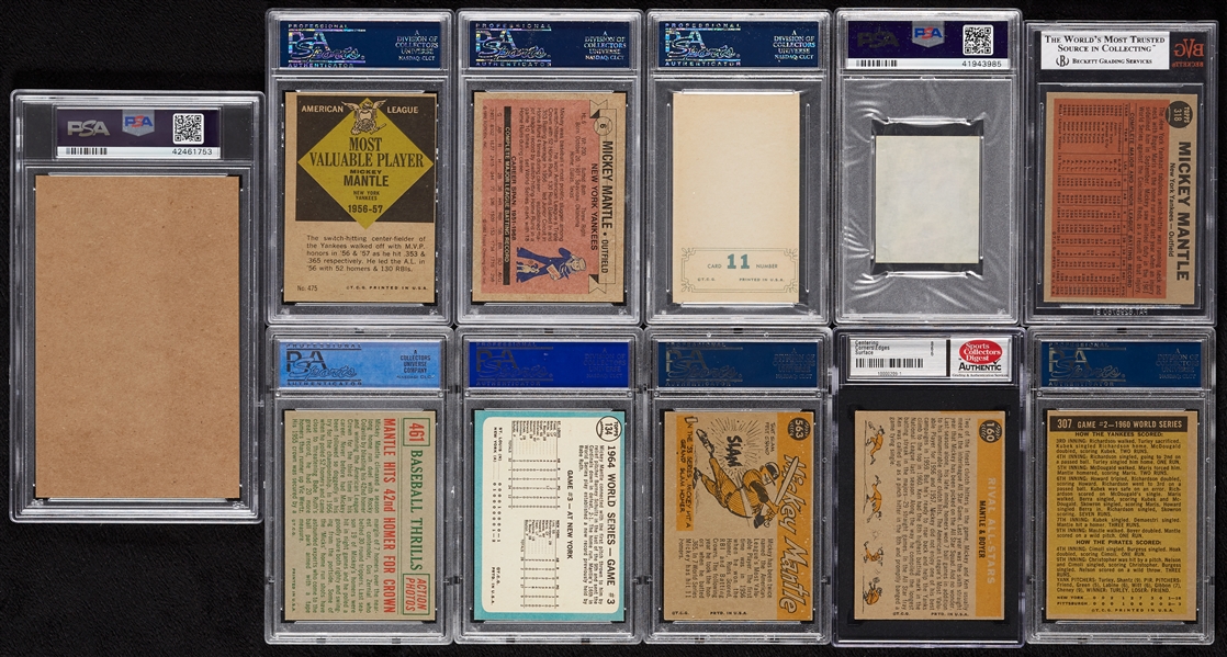 Mickey Mantle Graded Card Group with 1961 MVP, 1959 Mantle Hits 42nd (11)