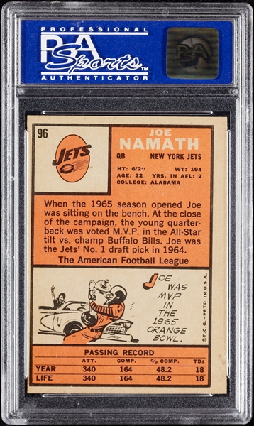 1966 Topps Joe Namath No. 96 PSA 9 (OC)