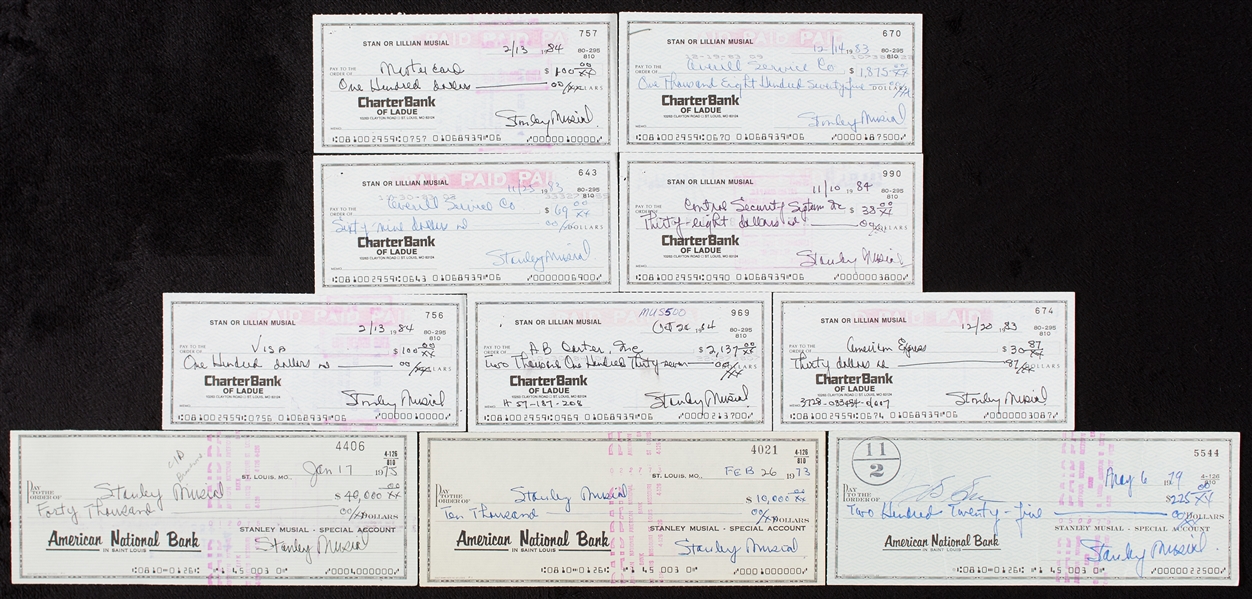 Stan Musial Signed Checks Group (10)