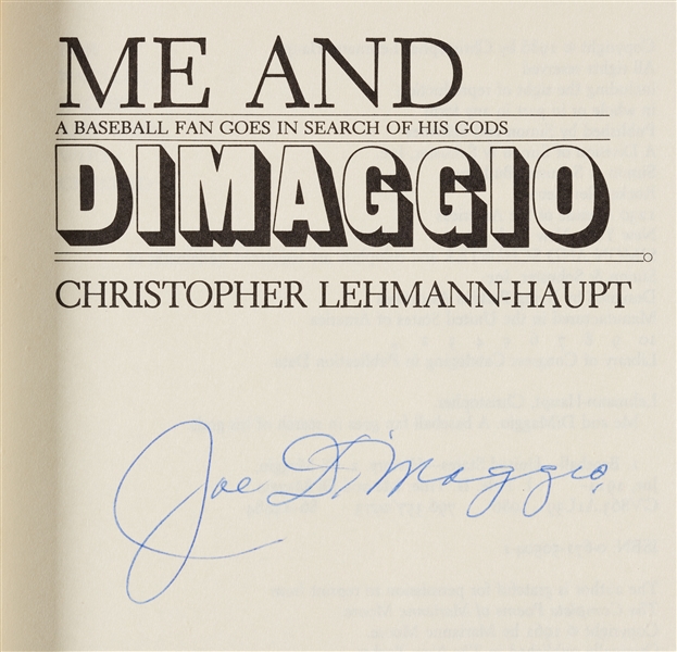 Joe DiMaggio Signed Me And DiMaggio Book (BAS)