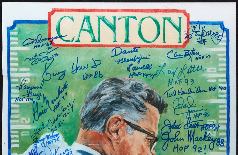 NFL HOFer Multi-Signed Canton America's Game Poster (BAS)