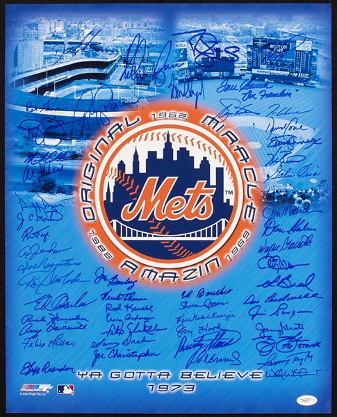 New York Mets Multi-Signed Ya Gotta Believe 16x20 Photo (Steiner) (JSA)