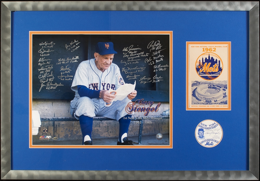 1962 New York Mets Team-Signed Framed Display with Stengel (Steiner) (PSA/DNA)