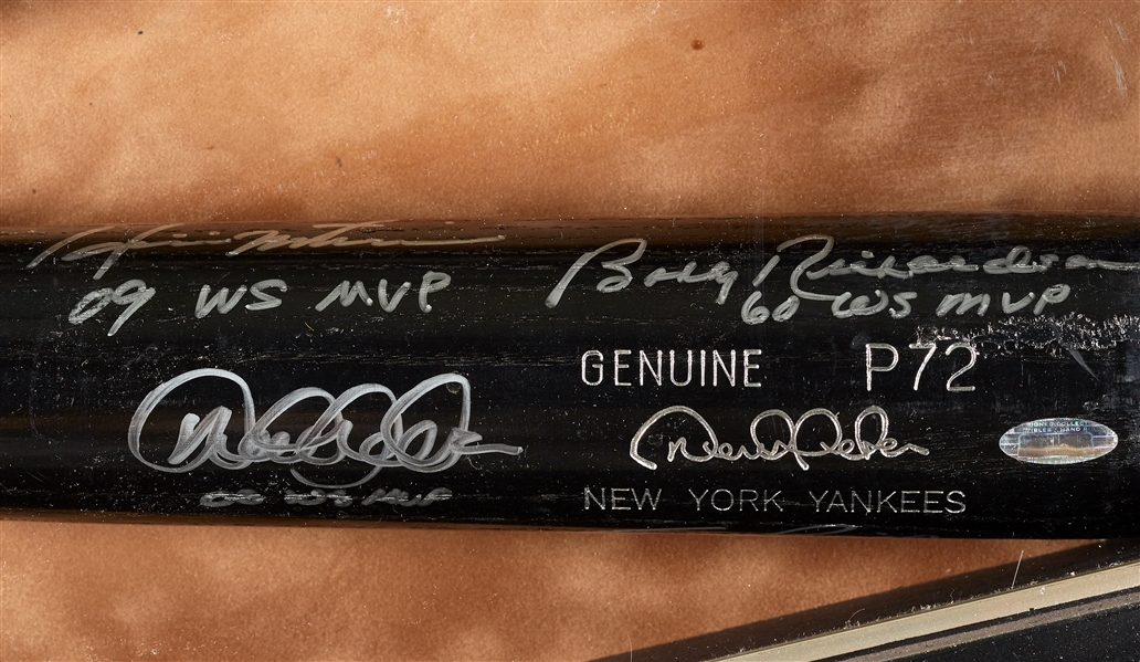 Derek Jeter, Brosius, Matsui & Richardson Yankees WS MVPs Signed Bat Display (Steiner)