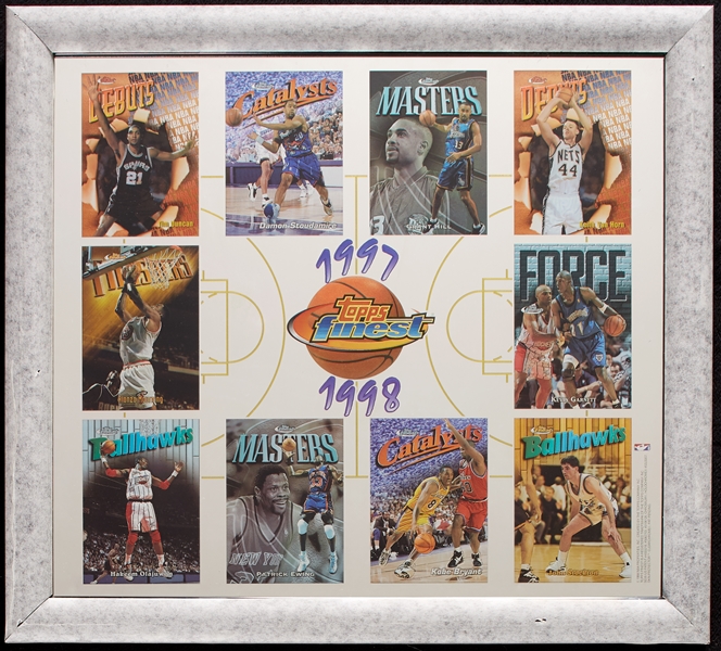 1997-98 Finest Framed Uncut Sheet with Duncan RC, Kobe Bryant