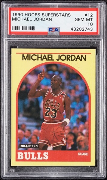 1990 Hoops Superstars Michael Jordan No. 12 PSA 10
