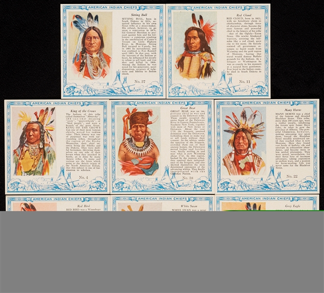 1954 Red Man Tobacco High-Grade T129 Indian Chiefs Set (40)