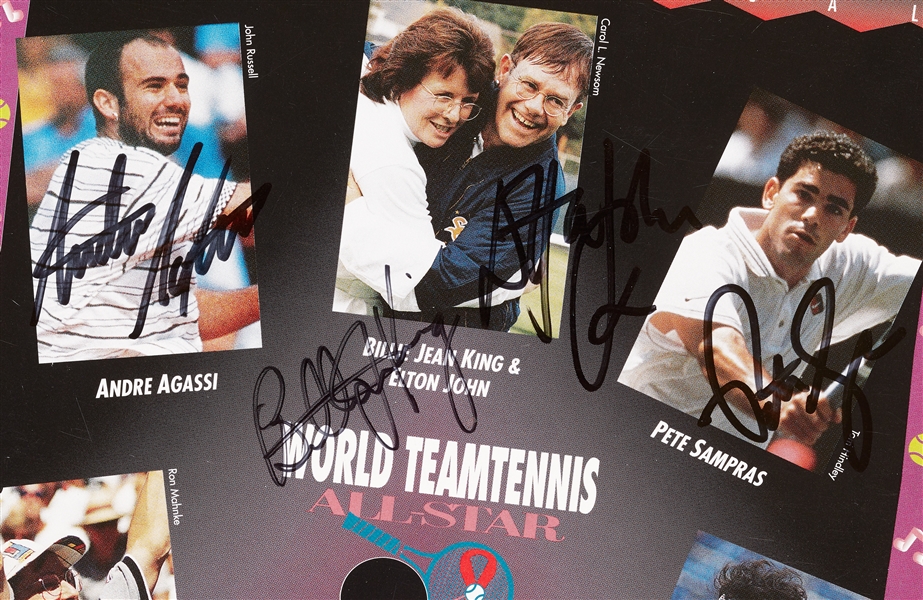 Elton John, Agassi, Sampras & Others Signed World Team Tennis Program (BAS)