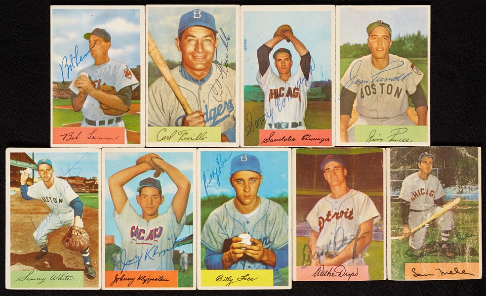 Signed 1954 Bowman Baseball Group (9)