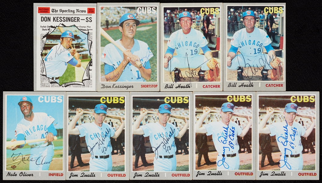 Chicago Cubs Signed 1970 Topps Baseball Group (17)