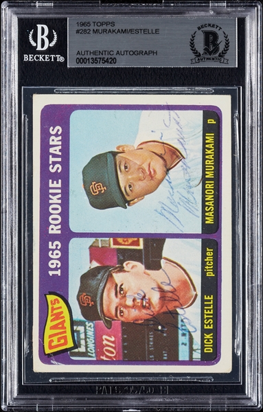 Dick Estelle & Masanori Murakami Signed 1965 Topps Giants Rookie Stars No. 282 (BAS)