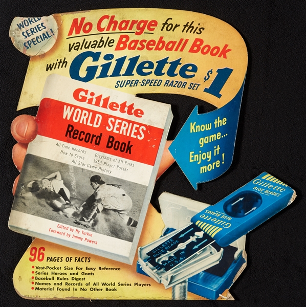1953 Gillette World Series Record Book Store Display Standee