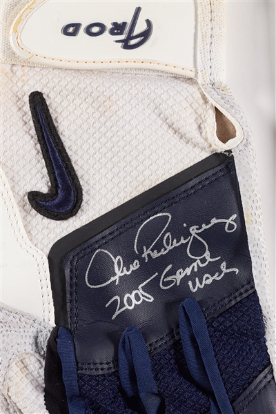 Alex Rodriguez Game-Used & Signed Batting Gloves Pair from 2005 MVP Season (Elite) (Graded BAS 10)