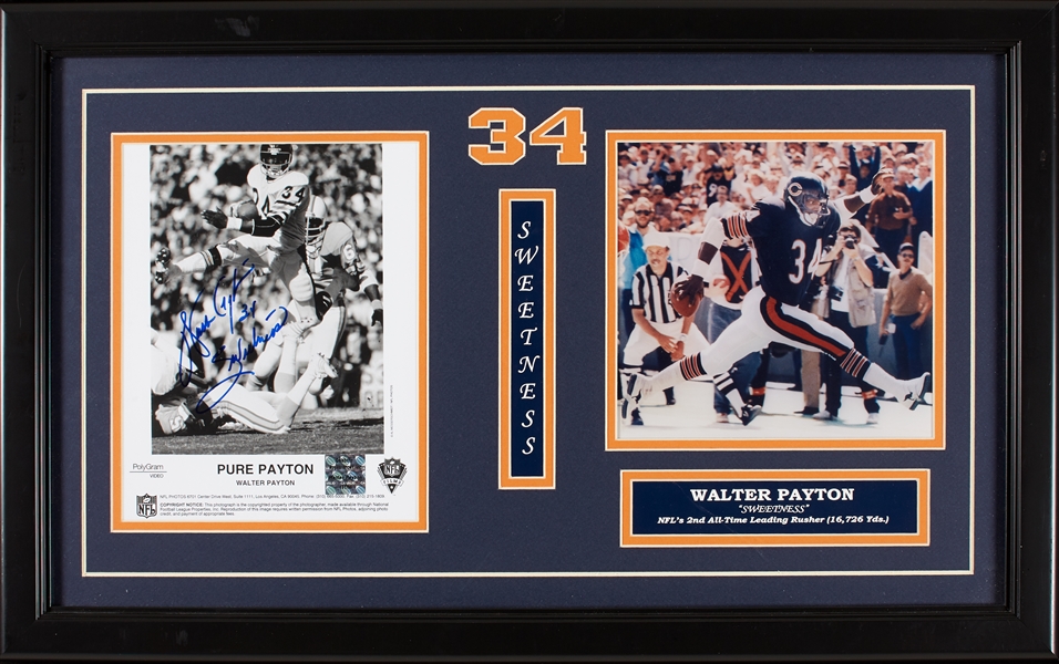 Walter Payton Signed 8x10 Pure Payton Display (Payton LOA)