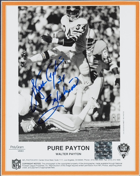 Walter Payton Signed 8x10 Pure Payton Display (Payton LOA)
