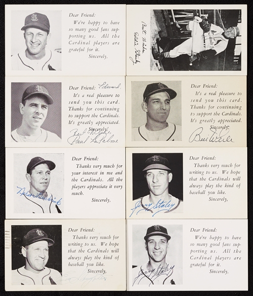 1950s St. Louis Cardinals ‘Dear Friend’ Postcards Group, Nine Autographed (10)