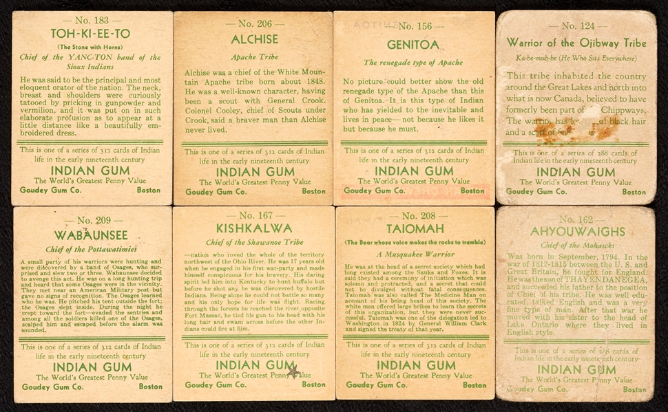 1933 Goudey Indian Gum Scarcities Group (14)