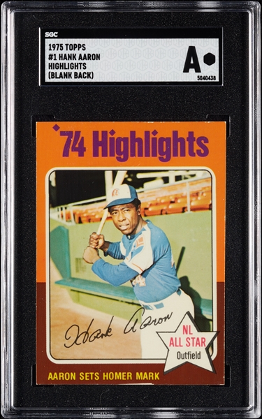 1975 Topps Glossy Test Hank Aaron SGC Authentic