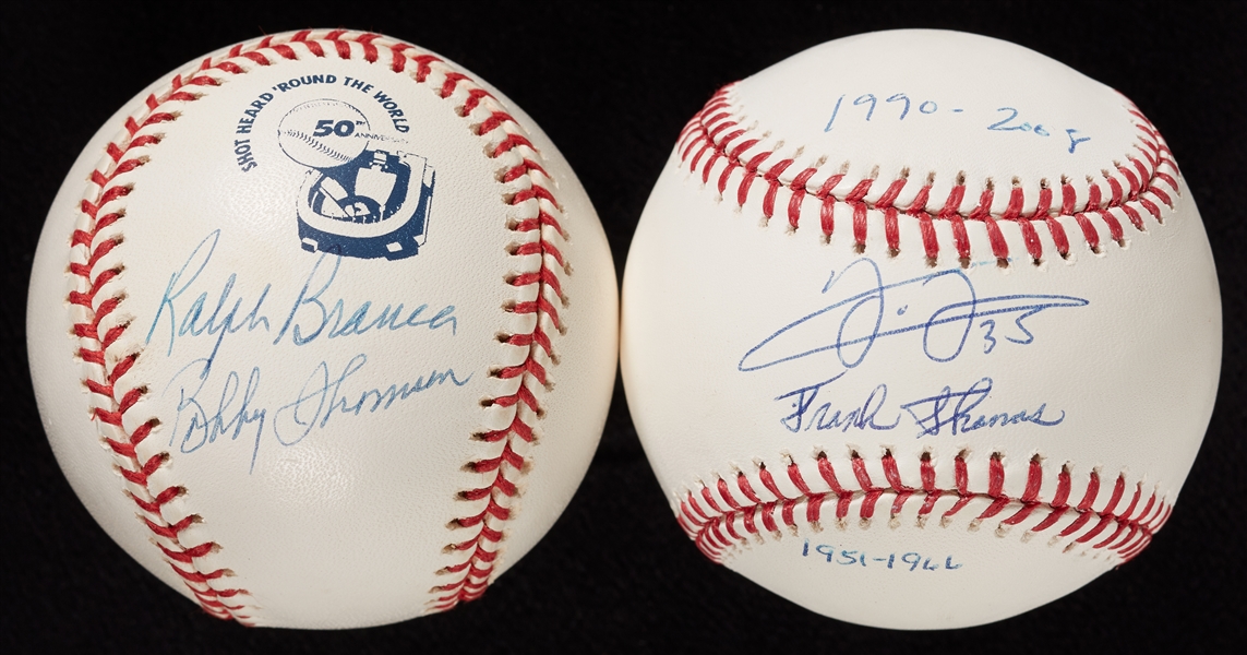 Branca/Thomson & Frank Thomas/Frank Thomas Signed Baseballs (2)