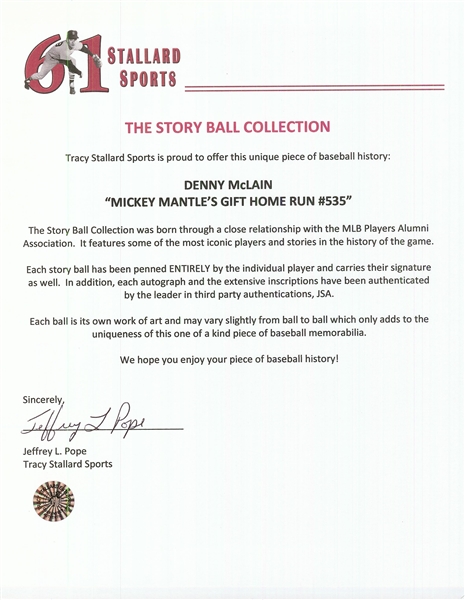 Signed Story Balls Group with Mantle's 535th Home Run, Williams Last Home Run, 1st Mets Win (3) (JSA)
