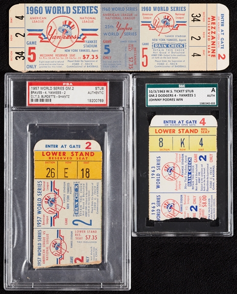 1957-63 World Series Ticket Stubs (3)