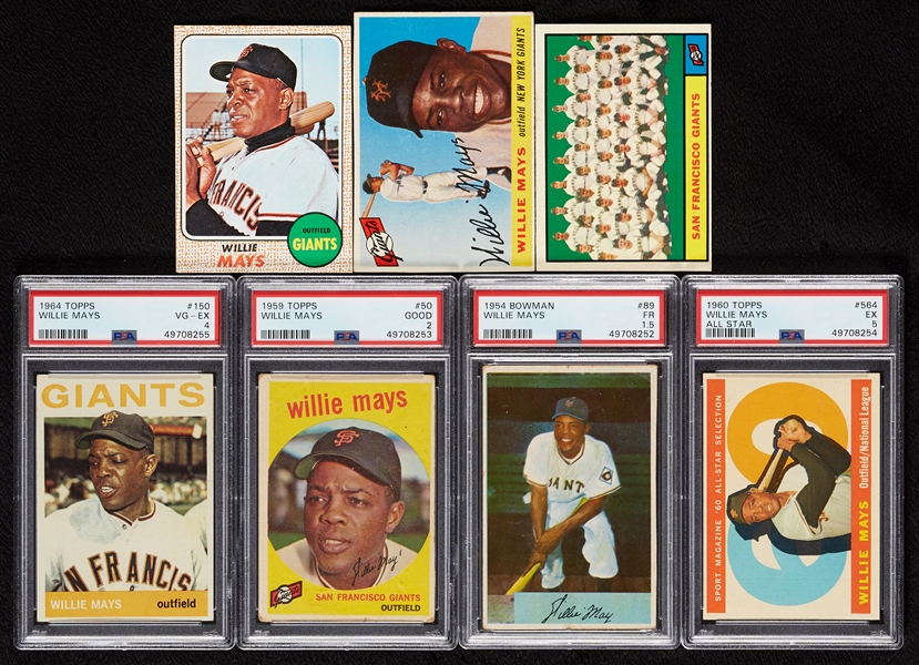 1955-68 Topps and Bowman Willie Mays Group, Four Slabs (7)