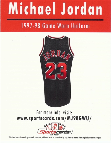 Michael Jordan 1997-98 Game-Used Jersey Swatch (Sportscards.com)