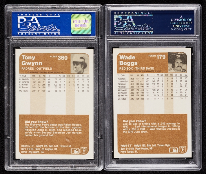 1983 Fleer Wade Boggs PSA 10 & Tony Gwynn PSA 9 (2)