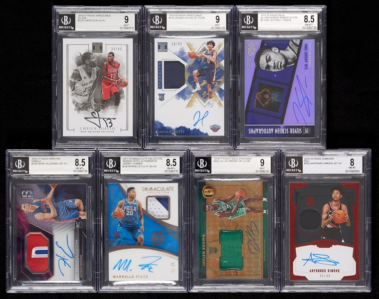 BGS-Graded Autographed RC Group with Towns, Fox, Kuzma, Reddish (14)