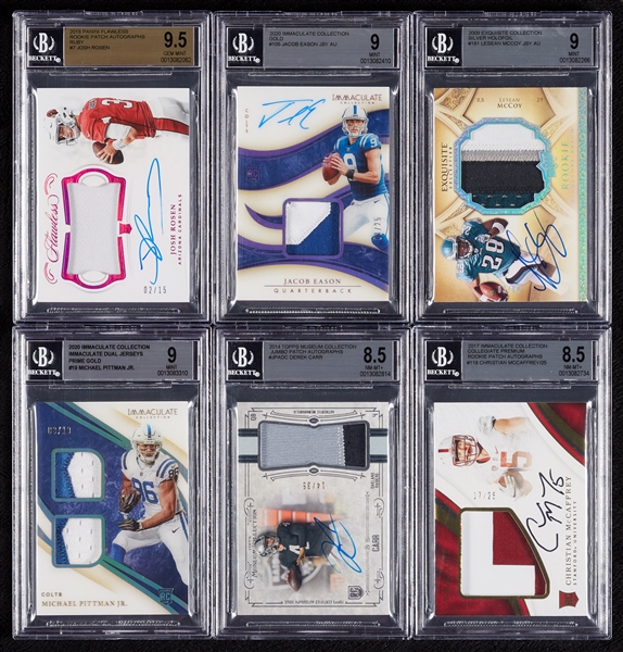 BGS-Graded Autographed Rookie Patch Group with McCaffrey, Carr (6)