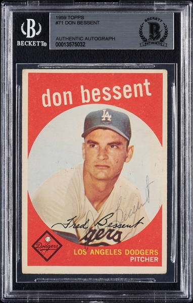 Don Bessent Signed 1959 Topps No. 71 (BAS)